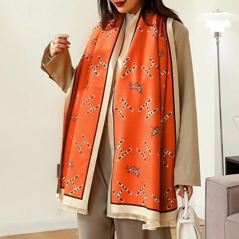 Winter Scarf Cashmere Shawl Women Retro Horse Letter Pattern Warm Pashmina Scarves With Tassel Soft Long Wrap Stole in Saudi Arabia