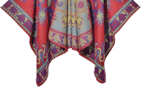 Women's Vintage Pattern Open Front Poncho Cape Shawl Winter Shawl Wraps in Kuwait