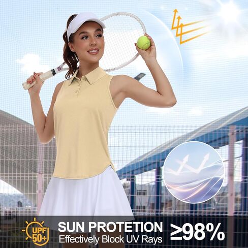 Women Golf Shirt UPF 50+ تنس بلا أكمام قميص بولو قميص جاف في راكباك تجريبي قمم تجريب in Saudi Arabia