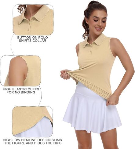 Women Golf Shirt UPF 50+ تنس بلا أكمام قميص بولو قميص جاف في راكباك تجريبي قمم تجريب in Saudi Arabia