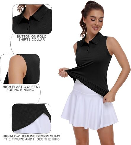 Women Golf Shirt UPF 50+ تنس بلا أكمام قميص بولو قميص جاف في راكباك تجريبي قمم تجريب in Kuwait