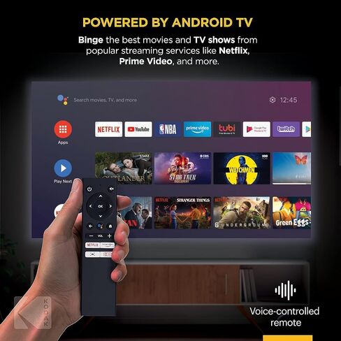 KODAK FLIK HD9 Smart Projector | Mini White Portable Indoor & Outdoor Movie with Android TV Streaming Apps, Wi-Fi and Bluetooth, Built-In Speakers & Voice Remote | FHD 1080p for Screens Up to 120" in Kuwait
