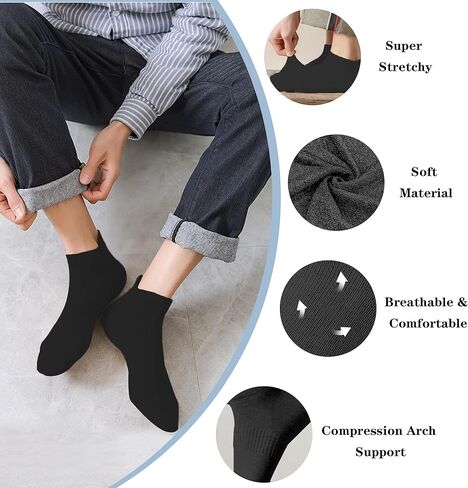Ankle Socks for Women and Men Heel Tab Athletic Socks Running Athletic Low Cut Tab Socks Sports No Show Sock 6 Pairs in Saudi Arabia