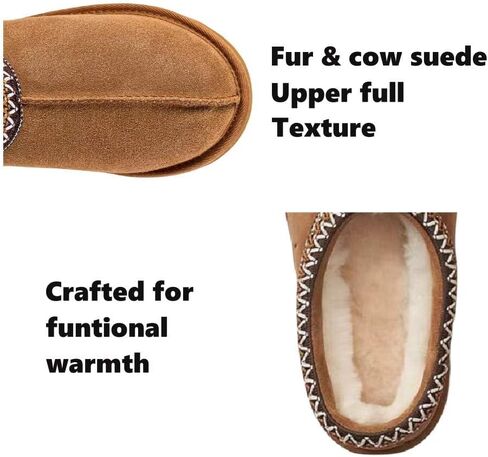 Women's Slipper Slip On For Women Suede Leather Comfy Fur Fleece Lined Short Mini Boot Indoor/Outdoor Tasman Slippers in Saudi Arabia