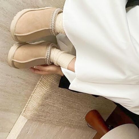 Women's Slipper Slip On For Women Suede Leather Comfy Fur Fleece Lined Short Mini Boot Indoor/Outdoor Tasman Slippers in Saudi Arabia