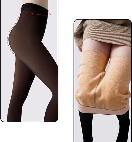 220g Fleece Lined Tights for Women Winter Fake Translucent Thermal Comfortable Party Stockings in Kuwait