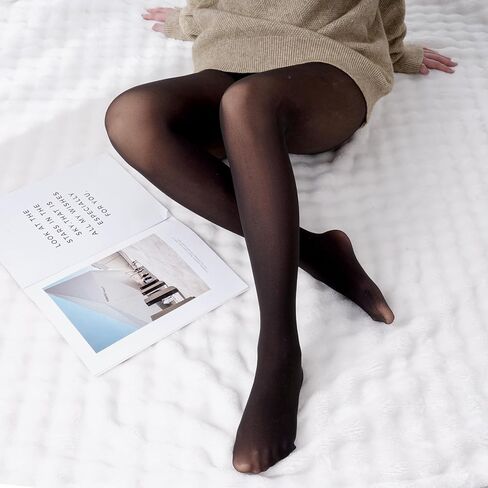 220g Fleece Lined Tights for Women Winter Fake Translucent Thermal Comfortable Party Stockings in Kuwait