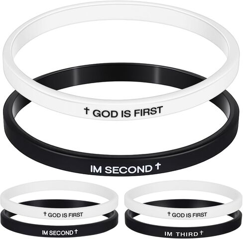 2 Pcs Rubber Christian Bracelets Silicone God Is First Bracelet Inspirational Bible Verses Silicone Wristbands for Women Men Faith Gifts Religious Gifts in Saudi Arabia
