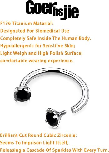 16g 8/10mm ASTM F136 Titanium Horseshoe Septum Lip Rings Percings Cratilage Helix Daith Arrings Multicolor Multics for Women Men in Kuwait