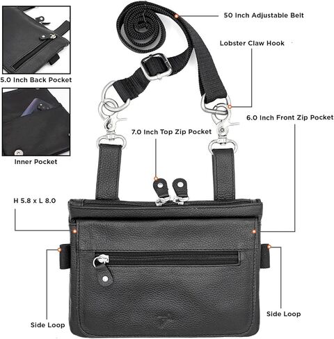 Leather Waist Bags, Black Hip waist Belt Bag,Crossbody Bags Clipon Fanny Pack, Made in Pakistan in Kuwait