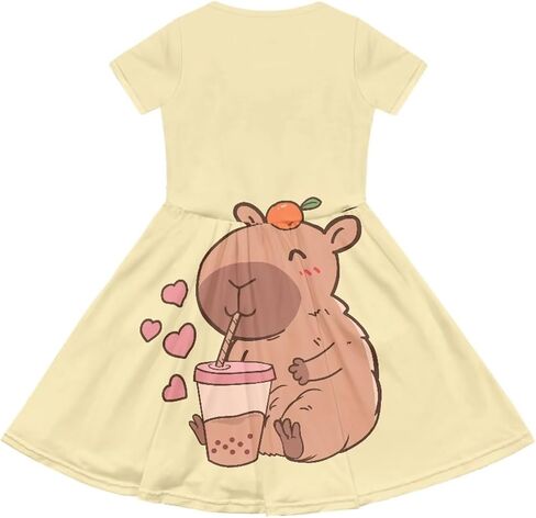 Girls Short Sleeve Casual Swing Midi Dress with Pockets for 4-14 Kids in Saudi Arabia