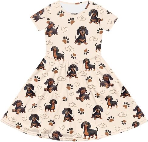 Girls Short Sleeve Casual Swing Midi Dress with Pockets for 4-14 Kids in Saudi Arabia