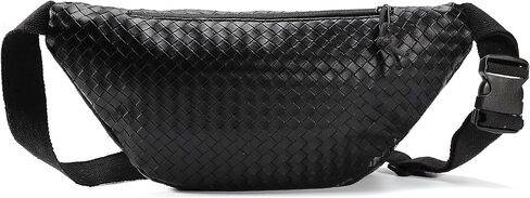 Sling Bag for Women Men,Woven Leather Fashionable Fanny Pack Crossbody Bags with Adjustable Shoulder Strap Chest Packs for Travel Cycling Work Sport Hiking Gym,Large-Brown in Kuwait