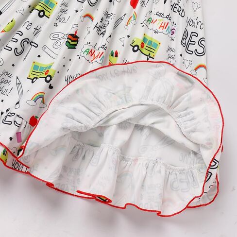 Kids Girls Back to School Dress Kindergarten Pencil Stationery School Bus Ruffle Casual First Day of School Dresses in Kuwait