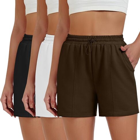 Neer 3 Pack Women Women's Drays Shorts High Pherced Summer Summer Athletic Sirts مع جيوب in Kuwait