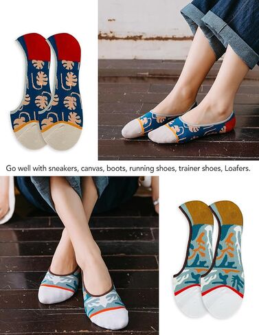 No Show Socks Womens Cute Design Comfortable Stylish Non Slip Cotton Size 5-8/8-11 6-Pairs in Saudi Arabia