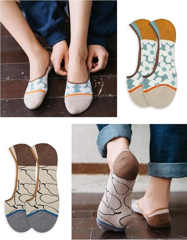 No Show Socks Womens Cute Design Comfortable Stylish Non Slip Cotton Size 5-8/8-11 6-Pairs in Saudi Arabia