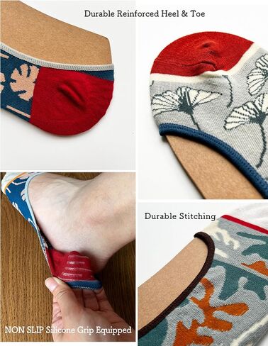 No Show Socks Womens Cute Design Comfortable Stylish Non Slip Cotton Size 5-8/8-11 6-Pairs in Saudi Arabia