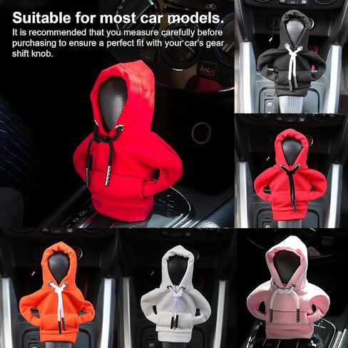 AUCELI Car Gear Shift Hoodie, 2PCS Funny Shirt Sweater Vehicle Shifter Stick Protector, Automotive Interior Gearshift Cover Decoration Accessories, Universal for SUV, Sedan, Truck (Black) in Saudi Arabia