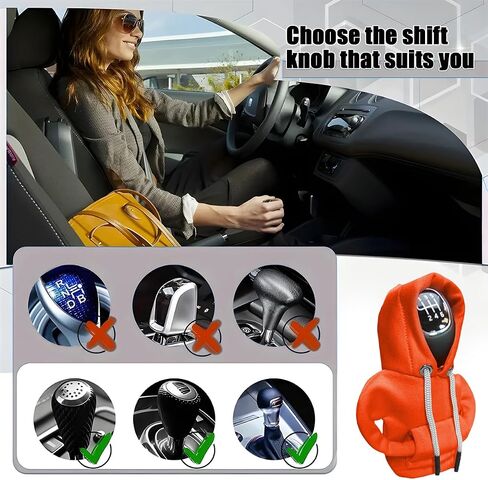 AUCELI Car Gear Shift Hoodie, 2PCS Funny Shirt Sweater Vehicle Shifter Stick Protector, Automotive Interior Gearshift Cover Decoration Accessories, Universal for SUV, Sedan, Truck (Black) in Saudi Arabia