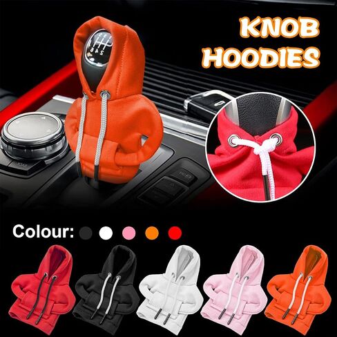 AUCELI Car Gear Shift Hoodie, 2PCS Funny Shirt Sweater Vehicle Shifter Stick Protector, Automotive Interior Gearshift Cover Decoration Accessories, Universal for SUV, Sedan, Truck (Black) in Saudi Arabia