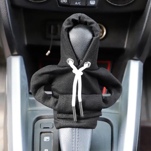 AUCELI Car Gear Shift Hoodie, 2PCS Funny Shirt Sweater Vehicle Shifter Stick Protector, Automotive Interior Gearshift Cover Decoration Accessories, Universal for SUV, Sedan, Truck (Black) in Saudi Arabia