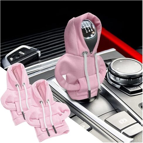 AUCELI Car Gear Shift Hoodie, 2PCS Funny Shirt Sweater Vehicle Shifter Stick Protector, Automotive Interior Gearshift Cover Decoration Accessories, Universal for SUV, Sedan, Truck (Black) in Saudi Arabia