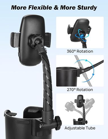 حامل أكواب JOYTUTUS حامل هاتف للسيارة، [رقبة معقوفة طويلة وسميكة] حامل أكواب للهاتف الخلوي، حامل هاتف خلوي للسيارة متوافق مع iPhone وSamsung وجميع الهواتف الذكية in Kuwait