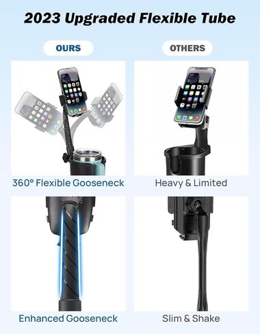 حامل أكواب JOYTUTUS حامل هاتف للسيارة، [رقبة معقوفة طويلة وسميكة] حامل أكواب للهاتف الخلوي، حامل هاتف خلوي للسيارة متوافق مع iPhone وSamsung وجميع الهواتف الذكية in Kuwait