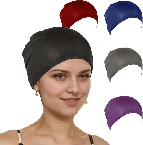 5 Pcs Set Hijab Undercap & Muslim Scarf for Women, Non-Slip Soft Head Scarves, Solid Color Cotton Scarves in Saudi Arabia