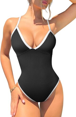 OQQ Women's One Piece Swimsuit Contumn V VIC DECT SUITS 2025 TRENDY in Kuwait