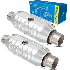 PHILTOP 2PCS 2.5" Universal Catalytic Converter Catalytic Converter - Replace# 99306HM Direct-Fit Stainless Steel (EPA Compliant)