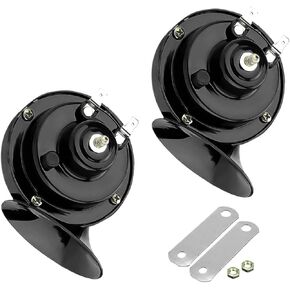 2PCS 300DB Super Loud Train Horns, 3.35" x 3.54" Waterproof and Rustproof Super Loud Stereo Sound 12V Power Horn, Safety Warning Modified Horn, Universal for Motorcycles Trucks (Black)
