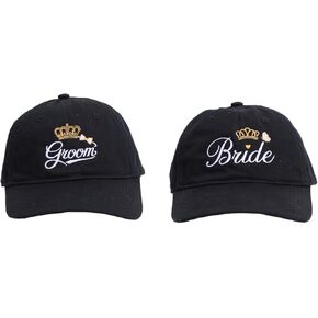 2 Piece Matching Baseball Caps Groom and Bride Hats for Couples His and Her Caps Set for Husband Wife Wedding