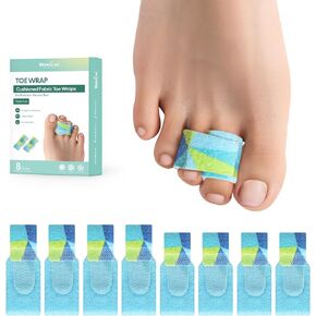 Welnove Hammer Toe Straightener - 8 Pack Broken Toe Wraps - Hammer Toe Corrector for Women - Toe Splints for Crooked Toes, Curled Toes, Bent Toes - (Multi-Size, Patterned)