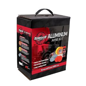 Renegade Products Aluminum Polishing Mini Kit Complete with Buffing Wheels, Buffing Compounds, Right Angle Grinder Safety Flange, Pro Red Hand Polish and Microfibers