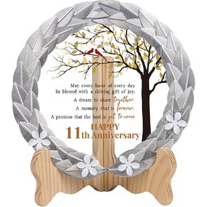 8th Anniversary Wedding Gifts Crystal Plate with Bronze Leaf Wreath - 8 Years Anniversary Wedding Unique Gifts Ideas for Parents Couple - Cardinal Style