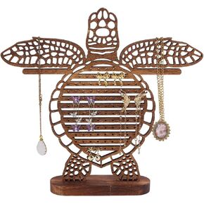 UNICRAFTALE 1 Set Wood Turtle Jewelry Display Organizers Saddle Brown Jewelry Organizer Display Stands for Earrings Necklaces Bracelets Wall Mountable Great Gift Idea Cute Home Decor 30.5x28.5x5cm