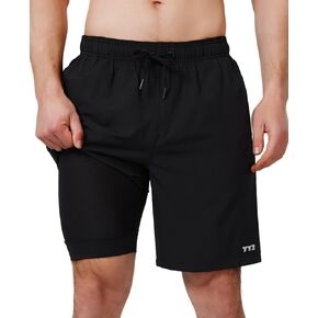 TTZ Mens 9" Swim Trunks UPF 50+ with Compression Liner