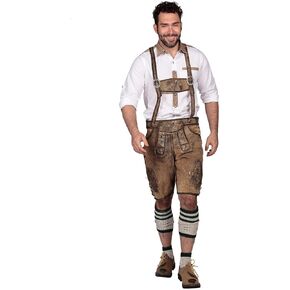 Oktoberfest Bavarian Herren Short Lederhosen for Men | Traditional Authentic German Outfit Brown