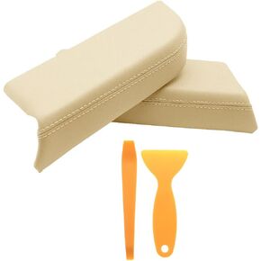 Kohnkd Front Door Panel Armrest Cover Fits for Pilot 2009 2010 2011 2012 2013 2014 2015 (Leather Part Only) with Removal Tool(Gray)