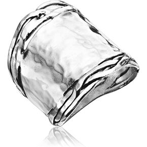Jean Rachel Jewelry 925 Sterling Silver Ring - واسعة مع التصميم القديم المدمر - مصنوعة من الجوارب الخالية من النيكل - حلقات بيان مصنوعة يدويًا للنساء