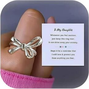Choistily Daughter Gifts from Mom Fidget Ring Mother Daughter Rings Adjustable Open Multi-layered Spinner Rings Jewelry Mothers Day Gifts