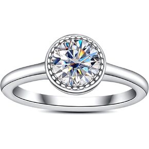 Moissanite Engagement Rings 1cttw-2.15cttw Round Cut Half Bezel Setting/Bezel Setting/Channel Setting/Halo Setting Lab Created Diamond Solitaire Promise Anniversary Rings for Women