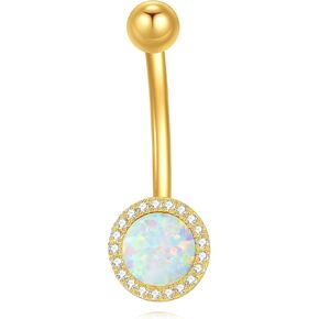 14K Gold Gold Opal Belly Button Ring خاتم السرة من المجوهرات الثقب للنساء