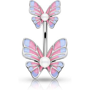 Jewseen Butterfly Belly Button Ring Belly Button Piercing Belly Piercing Jewelry Navel Ring Belly Barbell Navel Piercing Jewelry Curved Barbell or Women