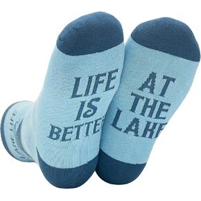 InnoBeta Lake House Gifts for Women Men, Lake Life One Size Crew Socks, Gifts for Housewarming, Birthdays, Lake Gifts for Lake Lovers, Life is Better at The Lake