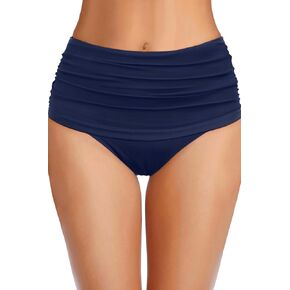 Zmart Women High Waisted Bikini Bottoms - Full Coverage Swim Bottom Ruched Tummy Control Bathing Suit Swimsuit 2025
