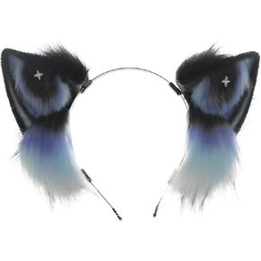 Faylay Women Fashion Cat Ear Beadband Furry Cosplay Party Sicslish Hairband Association (XKME)