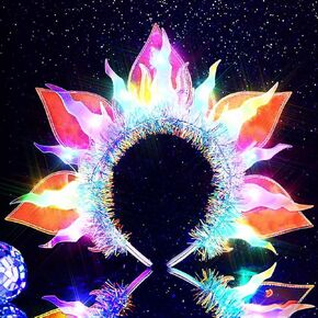 Light Up Flame Headbands Glow Led Headband Rave Party Costume Hair Accessories for Women